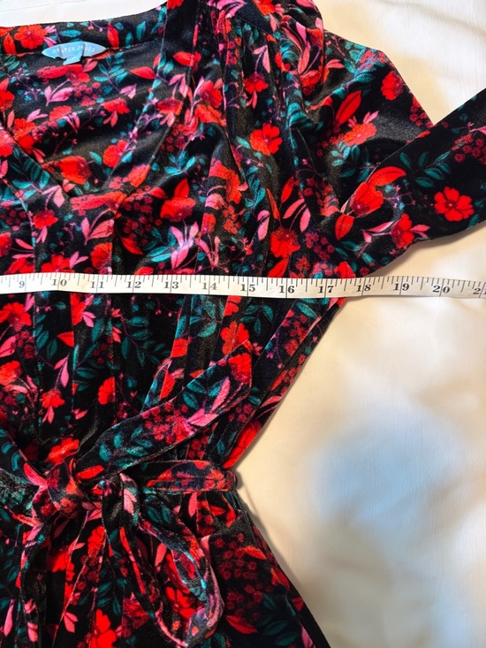 Draper James Velvet Floral Dress Medium Long Sleeve Tie Waist - Picture 9 of 9